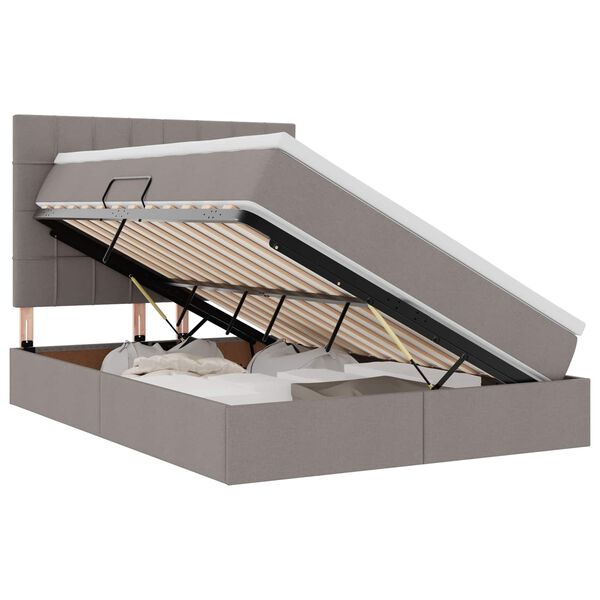 vidaXL Κρεβάτι Αποθήκης με στρώμα Taupe 140 x 200 cm Τεχνητό Δέρμα