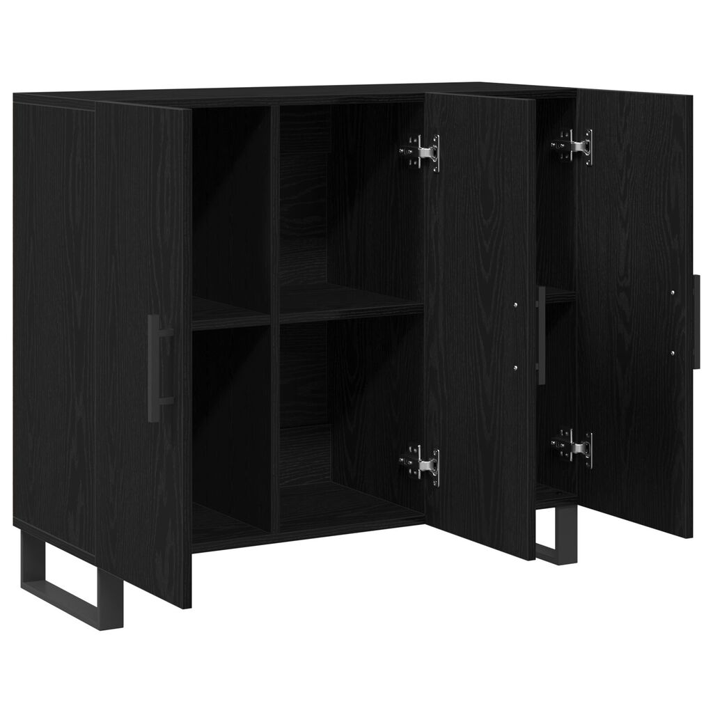 vidaXL Μπουφές με 3 Πόρτες Μαύρη Βελανιδιά 90x34x80 εκ Επεξεργασμένο Ξύλο