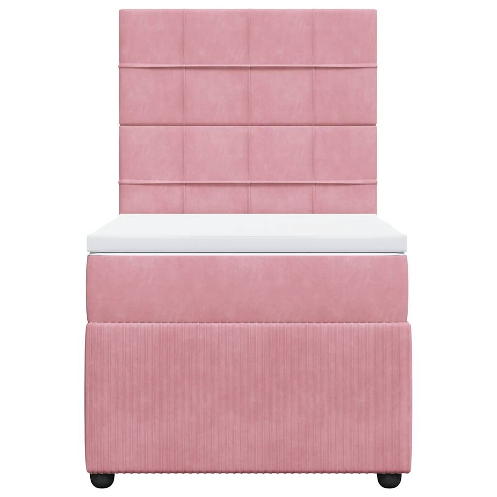 vidaXL Κρεβάτι Boxspring με Στρώμα Ροζ 100x200 εκ. Βελούδινο