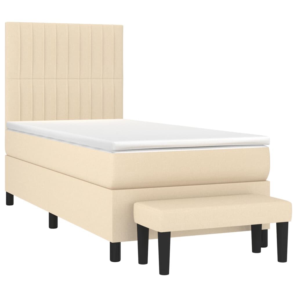 vidaXL Κρεβάτι Boxspring με Στρώμα Κρεμ 80 x 200 εκ. Υφασμάτινο
