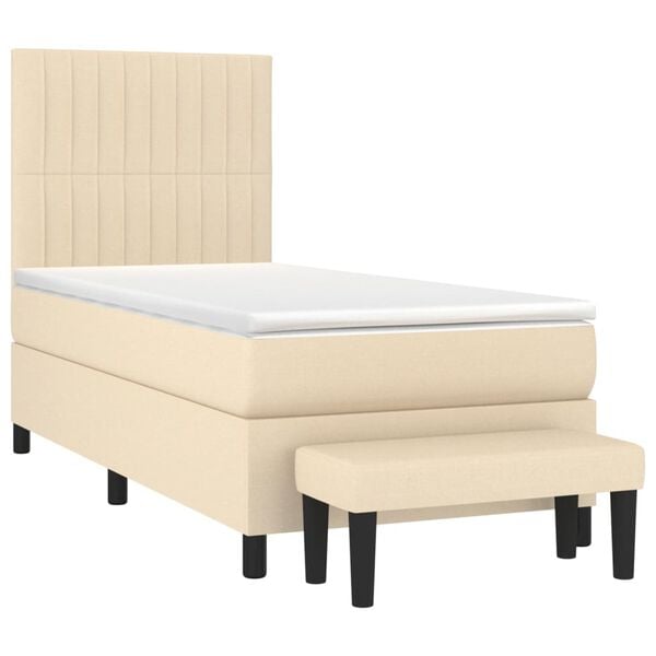 vidaXL Κρεβάτι Boxspring με Στρώμα Κρεμ 80 x 200 εκ. Υφασμάτινο