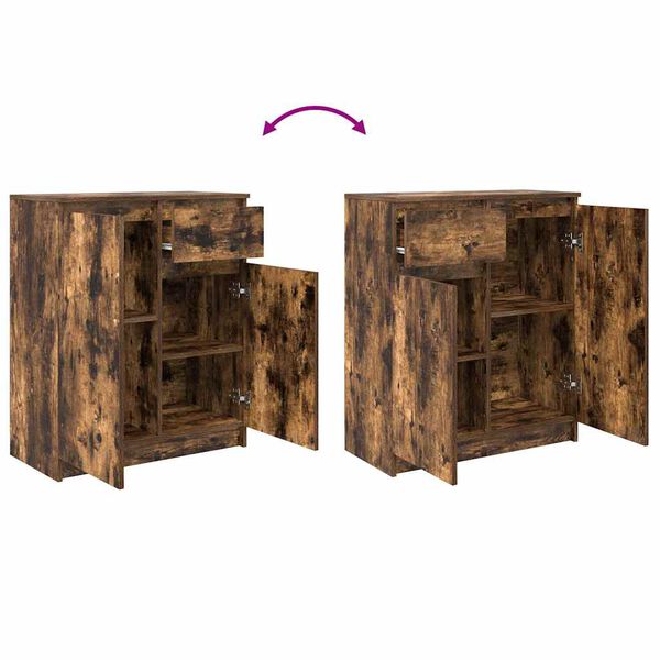 vidaXL Συρταριέρα με Συρτάρια Καπνιστή Δρυς 71x35x84 εκ. Επεξ. Ξύλο
