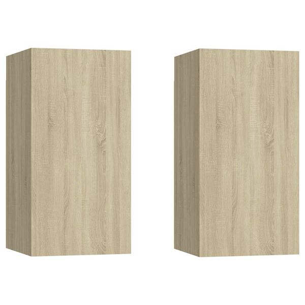 vidaXL Έπιπλα Τηλεόρασης 2 τεμ. Δρυς 30,5x30x60 εκ. από Επεξ. Ξύλο