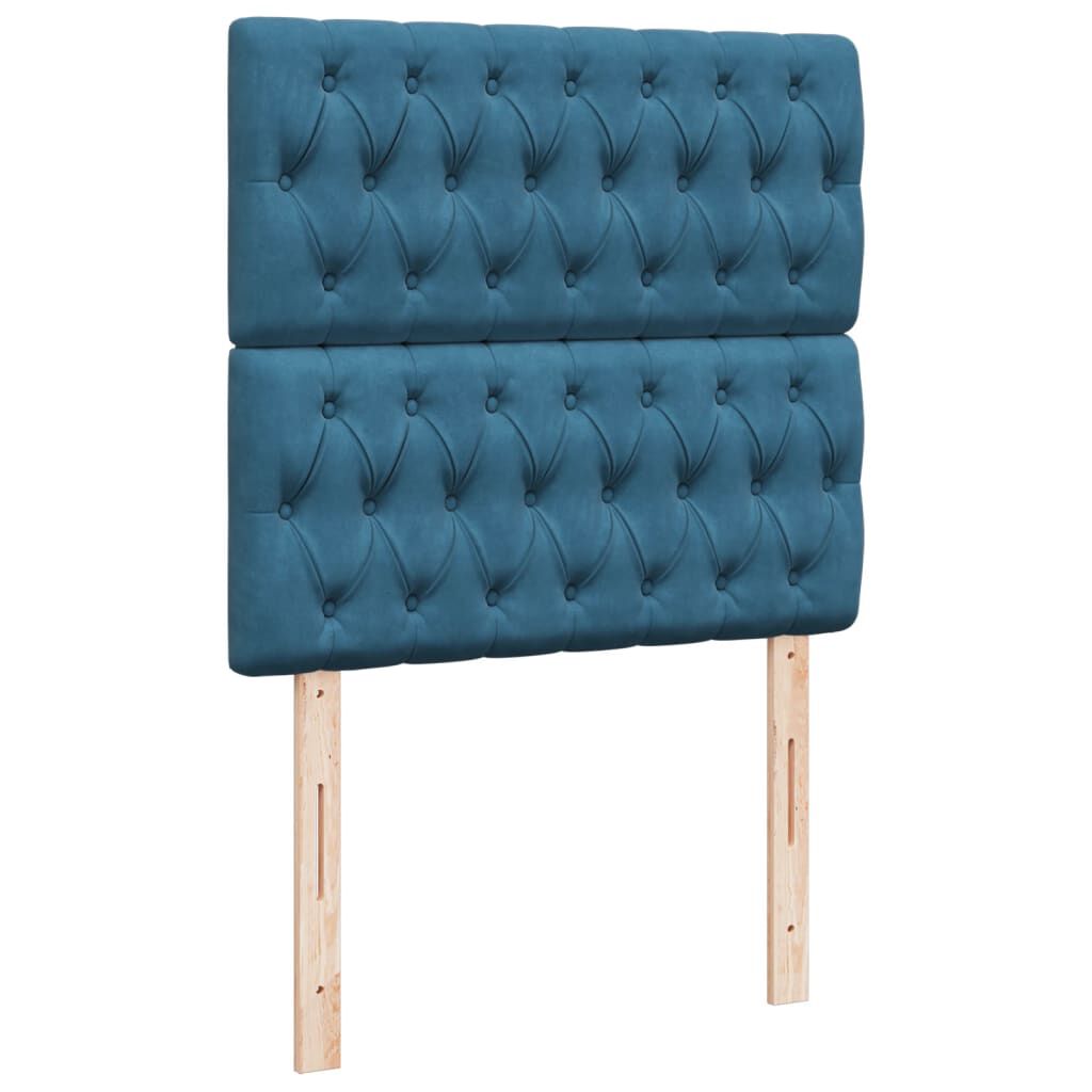 vidaXL Κρεβάτι Boxspring με Στρώμα Μπλε 80 x 200 εκ. Βελούδινο