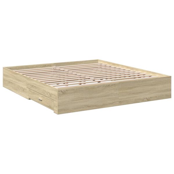 vidaXL Πλαίσιο Κρεβατιού με συρτάρια Sonoma Δρυς 200x200εκ. Επεξ. Ξύλο
