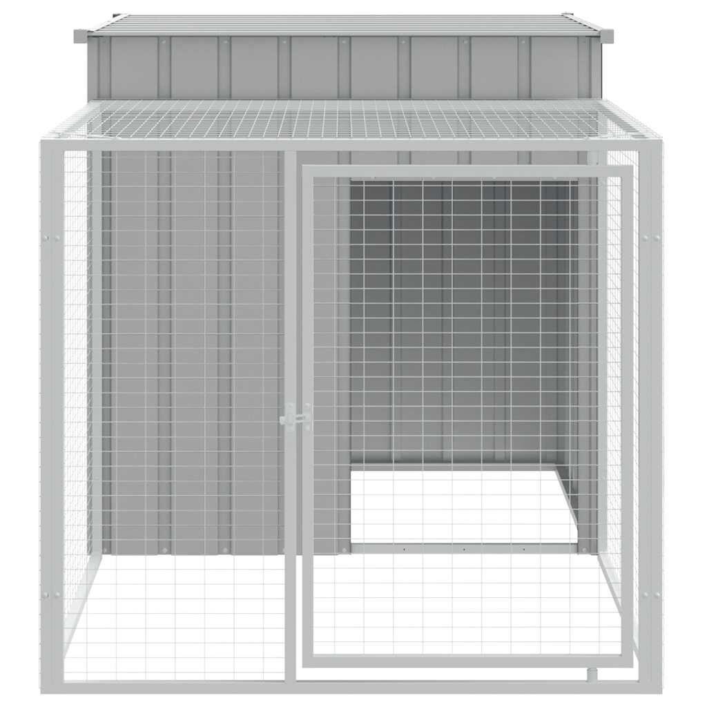 vidaXL Κλουβί για Κότες με Αυλή Αν. Γκρι 110x201x110εκ Γαλβαν. Χάλυβας