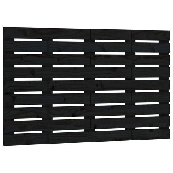 vidaXL Κεφαλάρι Τοίχου Μαύρο 106x3x63 εκ. από Μασίφ Ξύλο Πεύκου