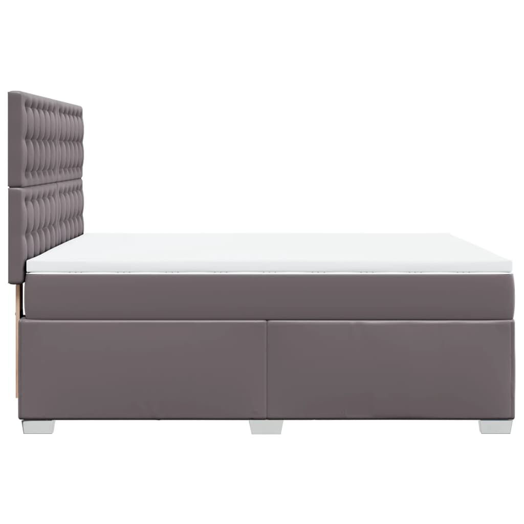 vidaXL Κρεβάτι Boxspring με Στρώμα Γκρι 160x200εκ. από Συνθετικό Δέρμα