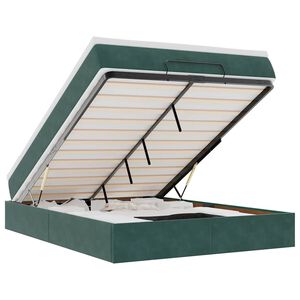 vidaXL Οθωμανικό κρεβάτι με στρώμα σκούρο πράσινο 140x200cm Βελούδο