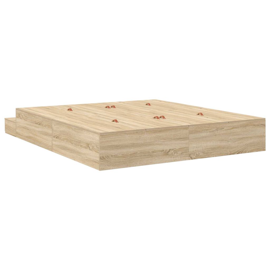 vidaXL Κρεβάτι αποθήκευσης Καφέ Δρυ 200x200 εκ.
