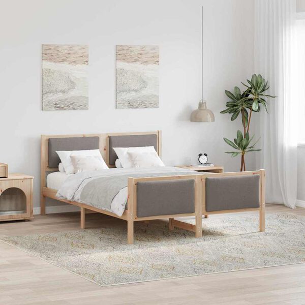 vidaXL Σκελετός Κρεβατιού με κεφαλάρι Taupe 140 x 190 cm ύφασμα