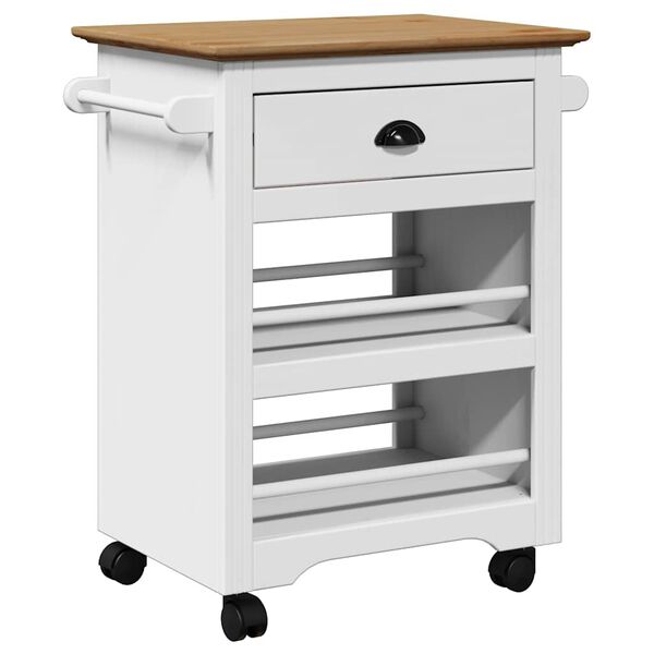 vidaXL Καροτσάκι κουζίνας BODO Λευκό και καφέ 67,5x45x80 cm