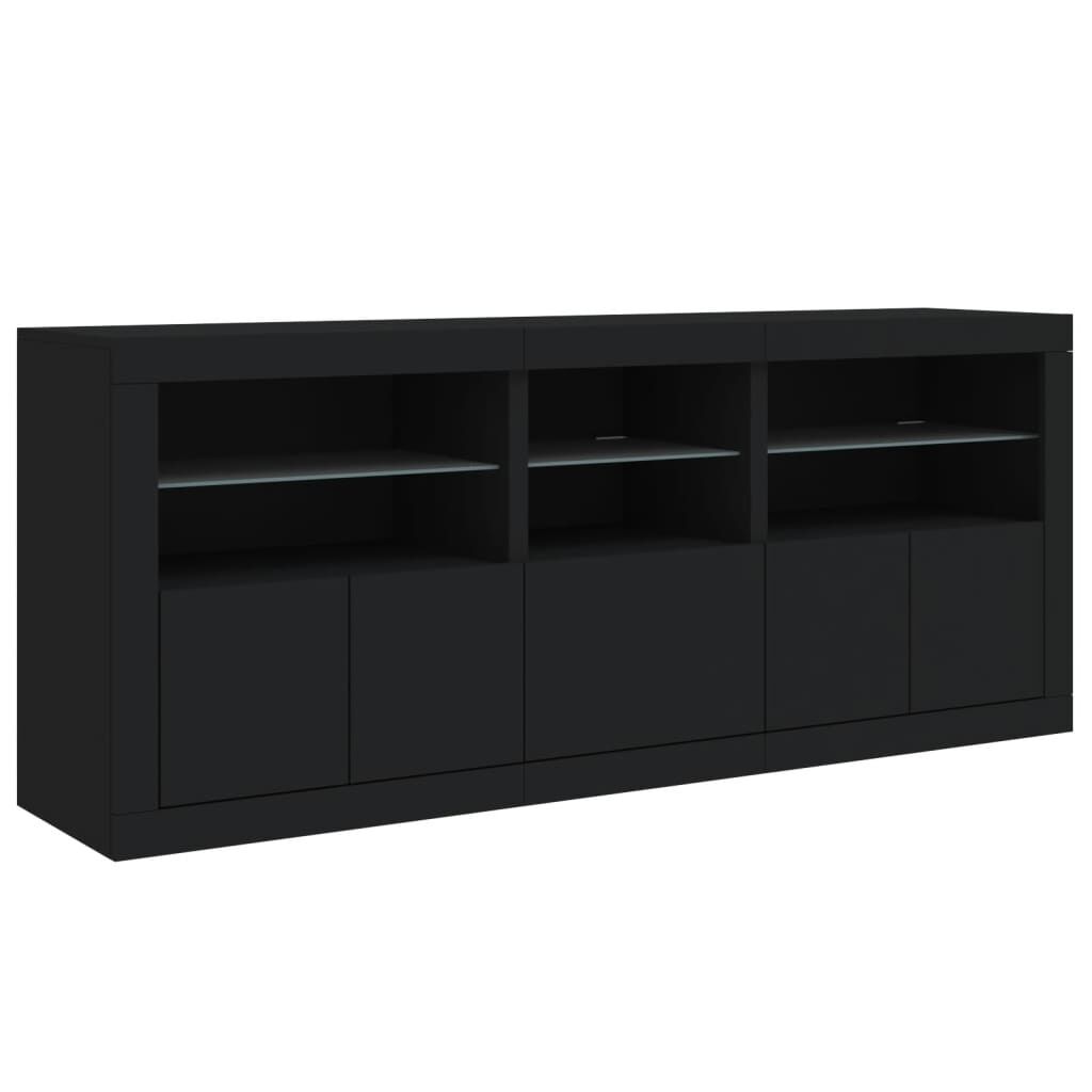 vidaXL Μπουφές με Φώτα LED Μαύρος 162 x 37 x 67 εκ.