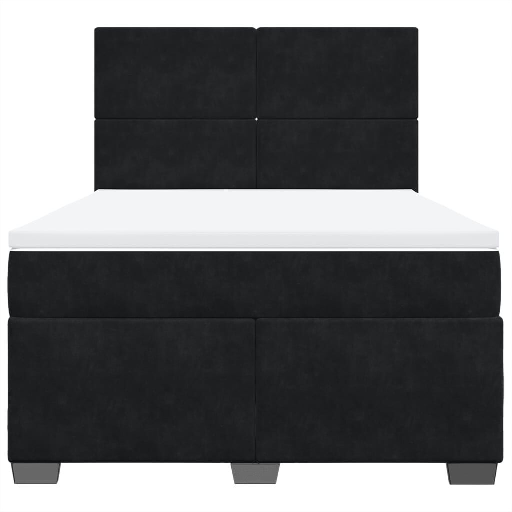 vidaXL Κρεβάτι Boxspring με Στρώμα Μαύρο 140x200 εκ. Βελούδινο
