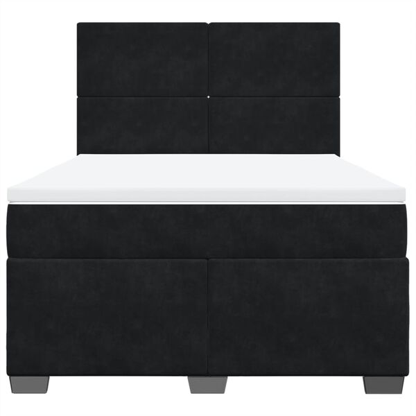 vidaXL Κρεβάτι Boxspring με Στρώμα Μαύρο 140x200 εκ. Βελούδινο
