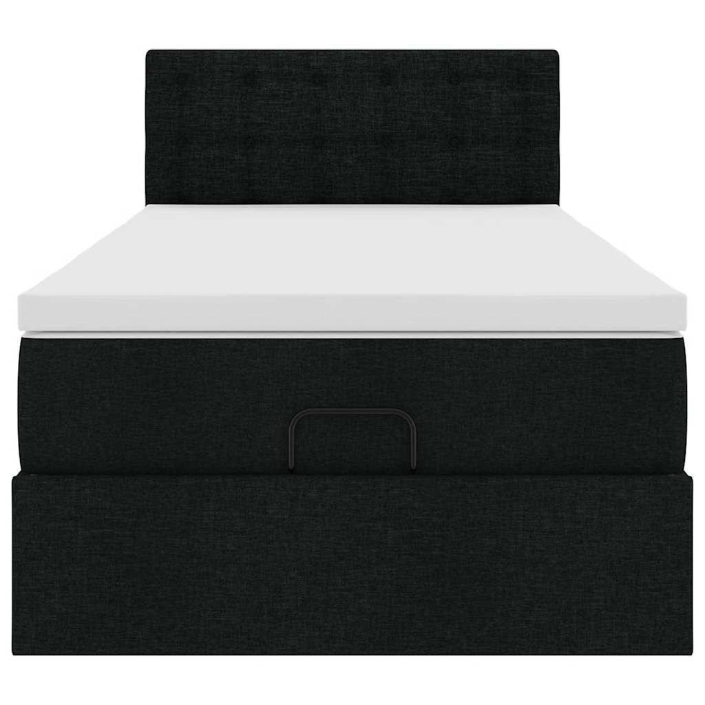 vidaXL Οθωμανικό κρεβάτι με στρώμα Μαύρο 90x190cm Ύφασμα