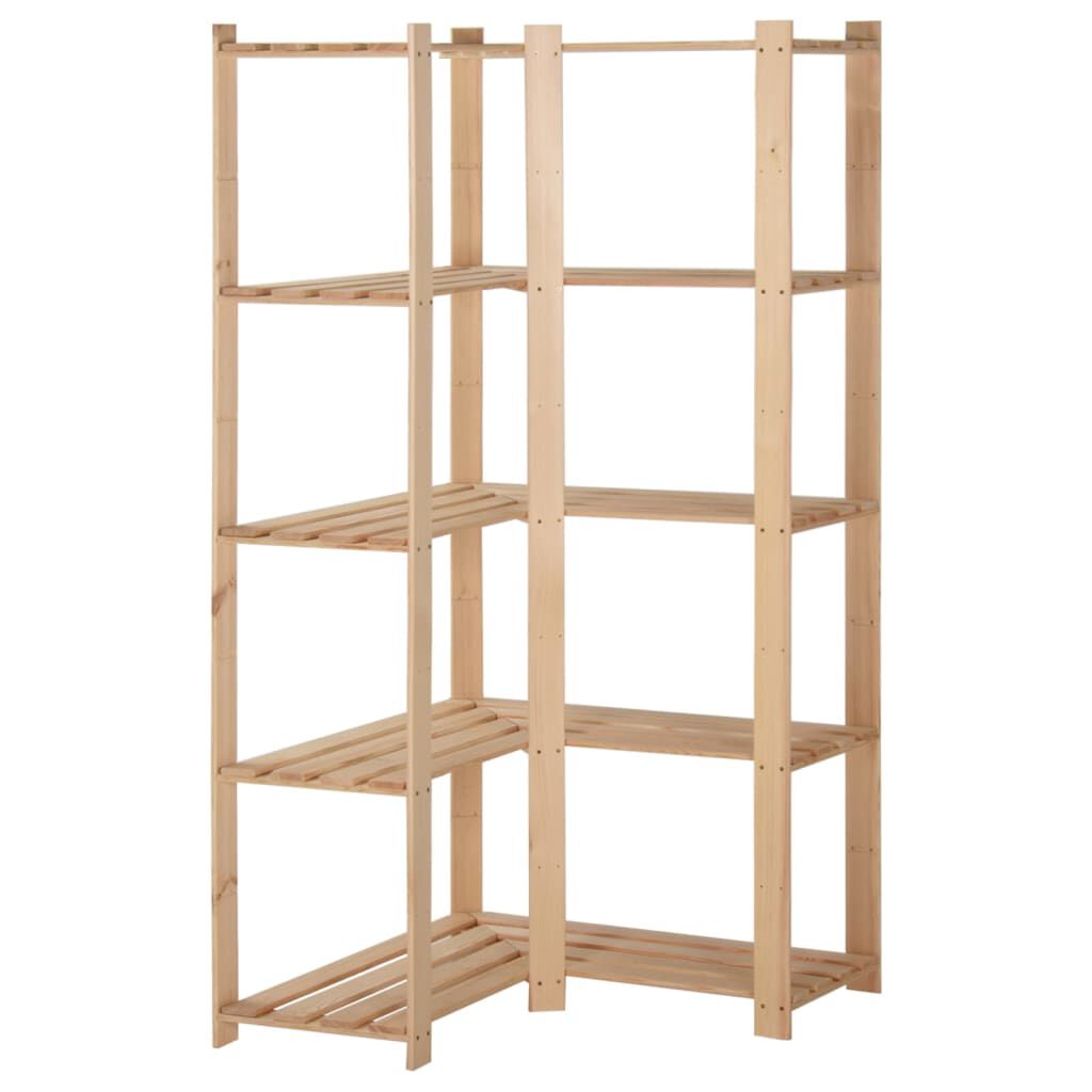 vidaXL Γωνιακή Ραφιέρα 5 Επιπέδων 82,5x82,5 x170 εκ. Μασίφ Ξύλο Πεύκου