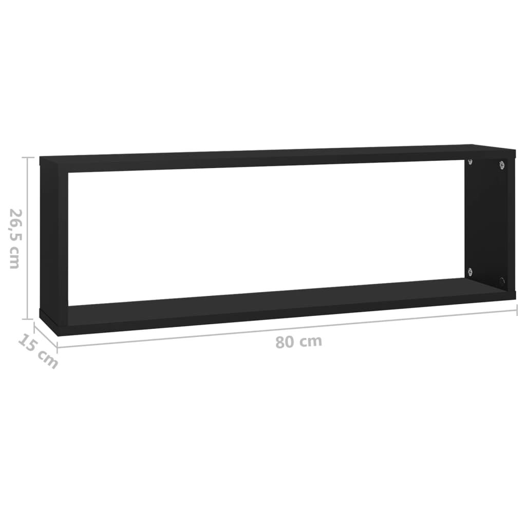 vidaXL Ράφια Κύβοι Τοίχου 2 τεμ. Μαύρα 80 x 15 x 26,5 εκ. Επεξ. Ξύλο