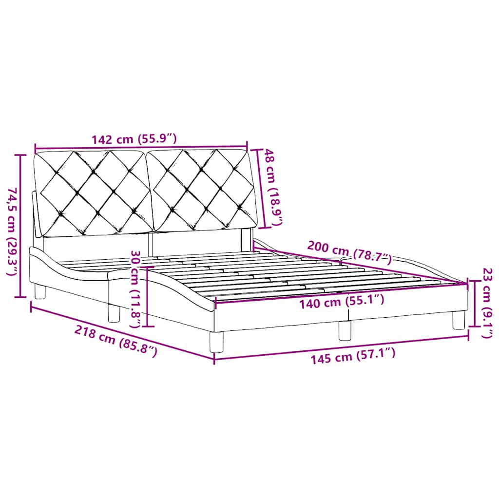 vidaXL Σκελετός Κρεβατιού Χωρίς Στρώμα Μπλε 140x200 εκ.Υφασμάτινο