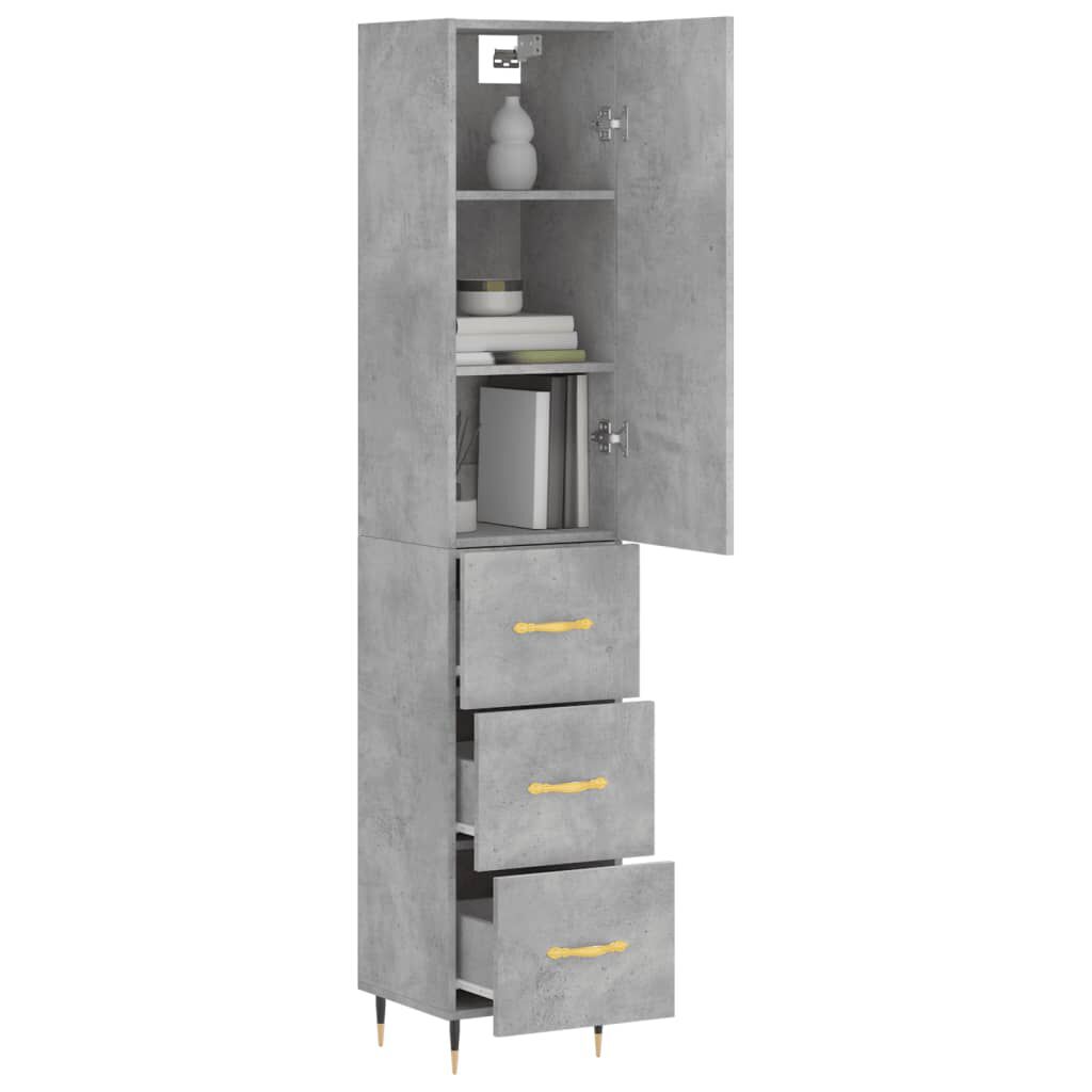 vidaXL Ντουλάπι Γκρι Σκυροδέματος 34,5x34x180 εκ. Επεξεργασμένο Ξύλο