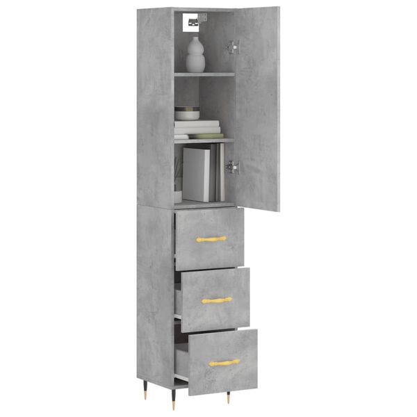 vidaXL Ντουλάπι Γκρι Σκυροδέματος 34,5x34x180 εκ. Επεξεργασμένο Ξύλο