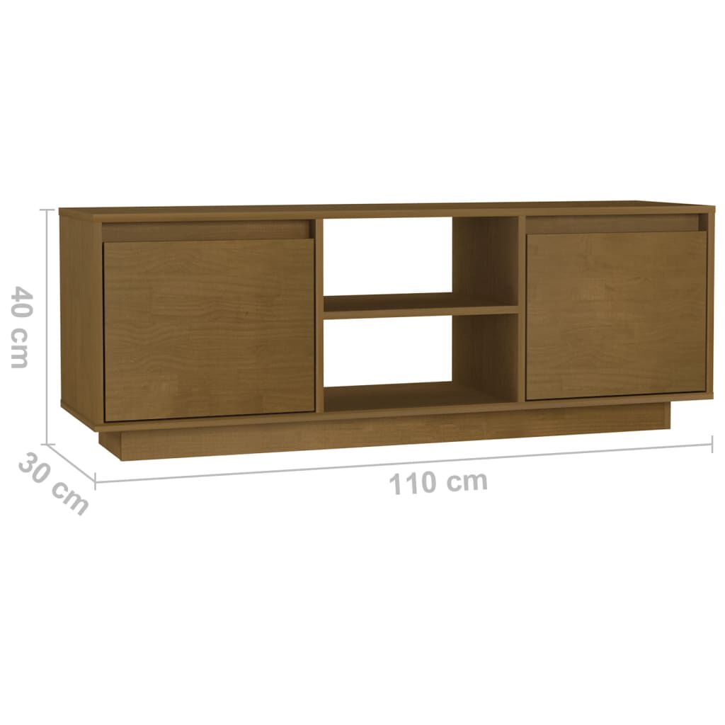 vidaXL Έπιπλο Τηλεόρασης Καφέ Μελί 110x30x40 εκ. από Μασίφ Ξύλο Πεύκου