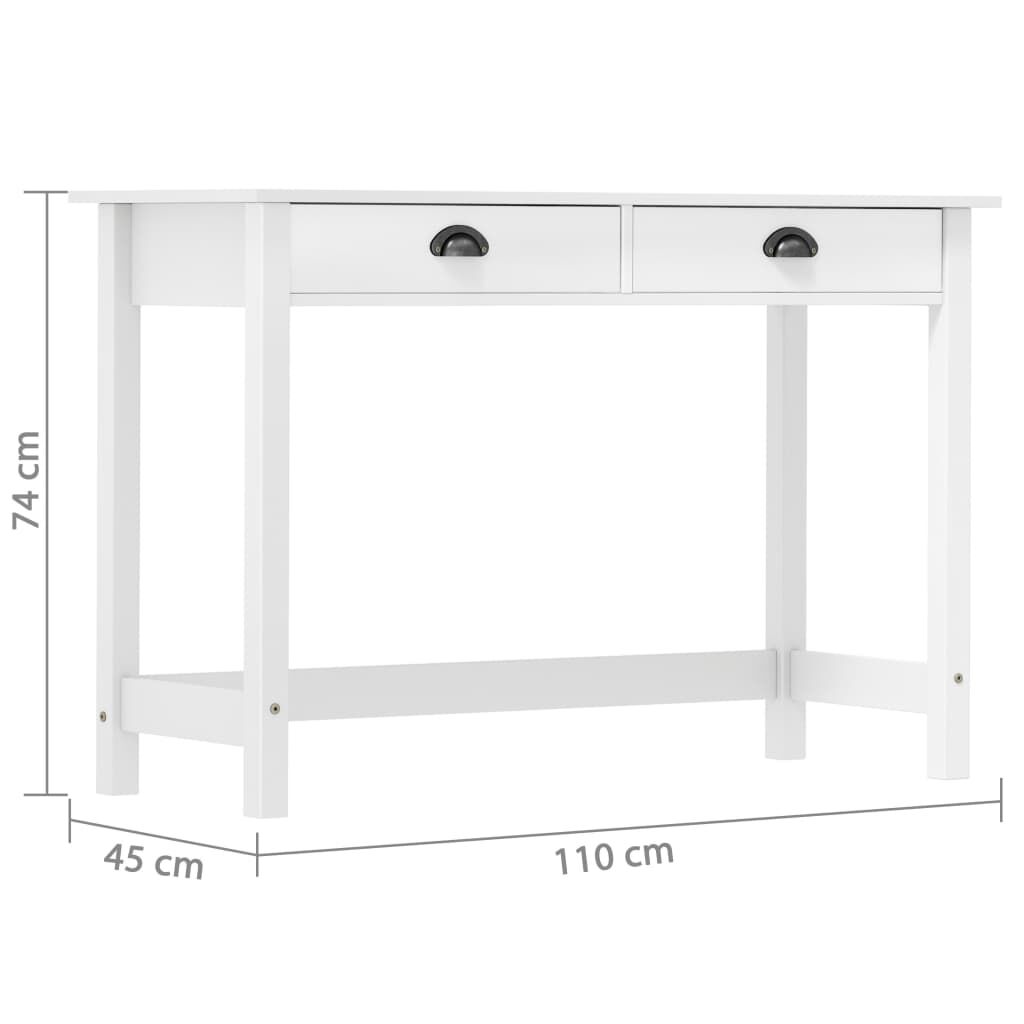 vidaXL Κονσόλα Hill Γκρι 2 Συρτάρια 110x45x74 εκ από Μασίφ Ξύλο Πεύκου