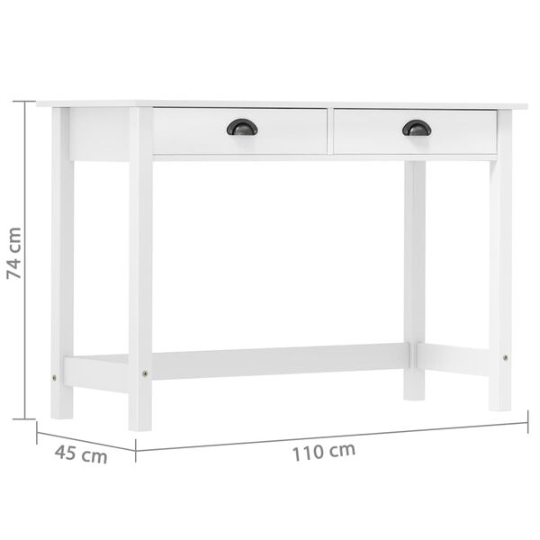 vidaXL Κονσόλα Hill Γκρι 2 Συρτάρια 110x45x74 εκ από Μασίφ Ξύλο Πεύκου