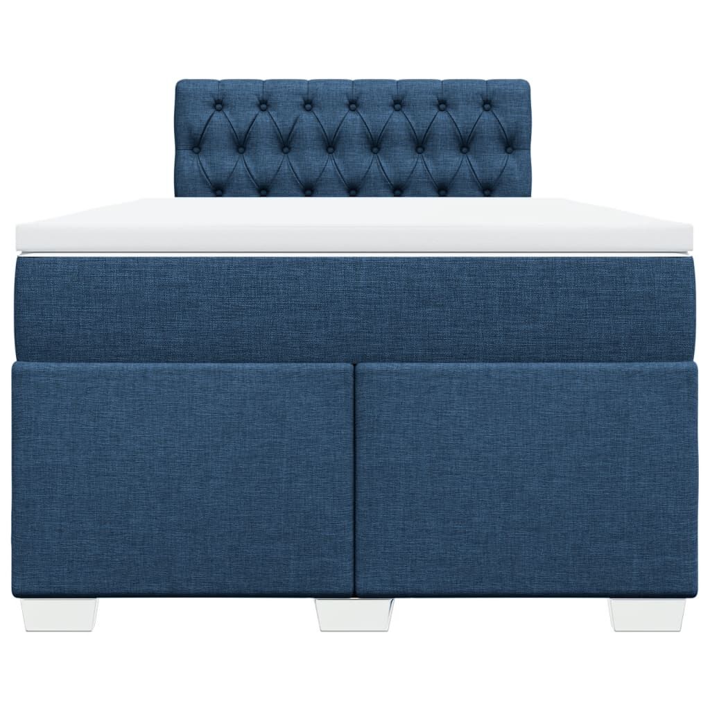 vidaXL Κρεβάτι Boxspring με Στρώμα Μπλε 120x200 εκ. Υφασμάτινο