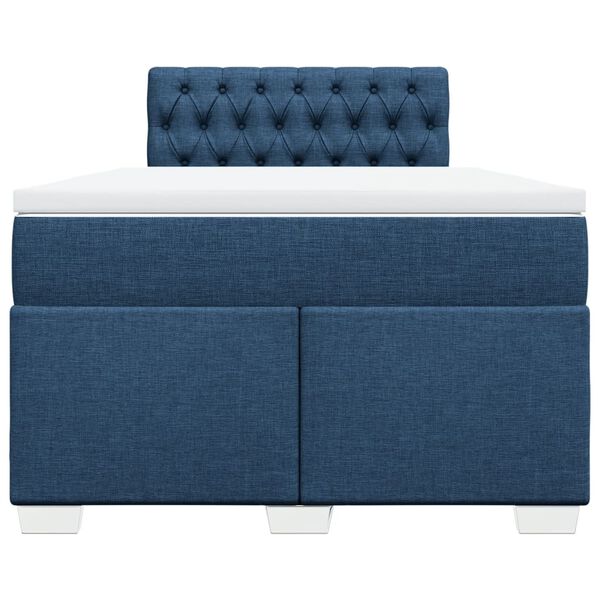 vidaXL Κρεβάτι Boxspring με Στρώμα Μπλε 120x200 εκ. Υφασμάτινο