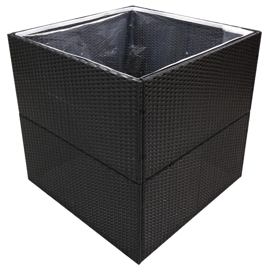 vidaXL Ζαρντινιέρα Κήπου Μαύρη 80 x 80 x 80 εκ. από Συνθετικό Ρατάν