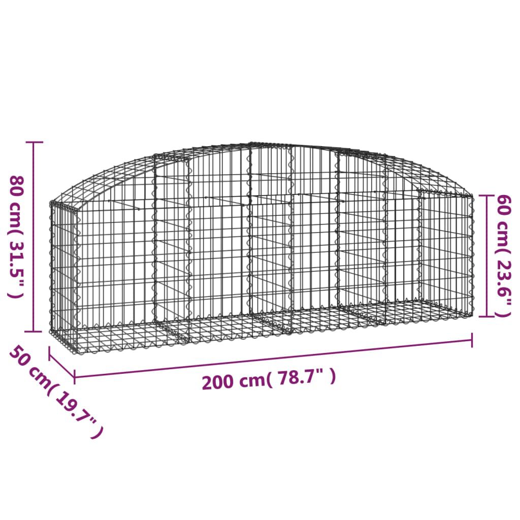 vidaXL Συρματοκιβώτιο Τοξωτό 200x50x60/80εκ. από Γαλβανισμένο Χάλυβα