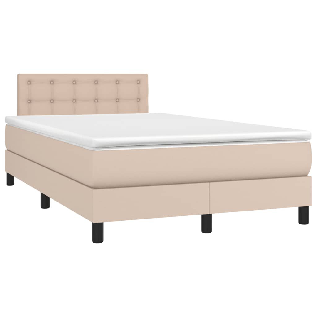 vidaXL Κρεβάτι Boxspring με Στρώμα Καπουτσίνο 120x190εκ.από Συνθ.Δέρμα