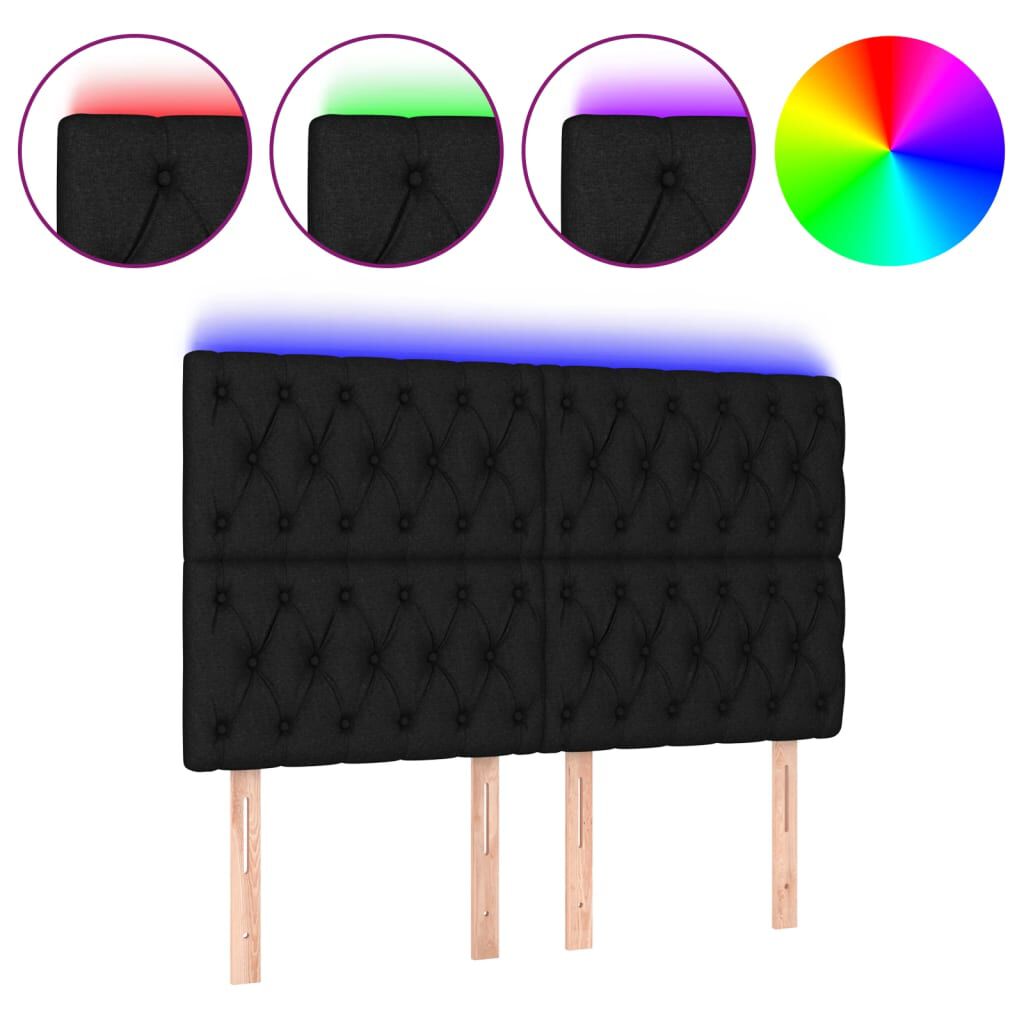 vidaXL Κεφαλάρι Κρεβατιού LED Μαύρο 160x7x118/128 εκ. Υφασμάτινο