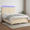 vidaXL &Kappa;&rho;&epsilon;&beta;ά&tau;&iota; Boxspring &mu;&epsilon; &Sigma;&tau;&rho;ώ&mu;&alpha; & LED &Kappa;&rho;&epsilon;&mu; 140x190 &epsilon;&kappa;. &Upsilon;&phi;&alpha;&sigma;&mu;ά&tau;&iota;&nu;&omicron;