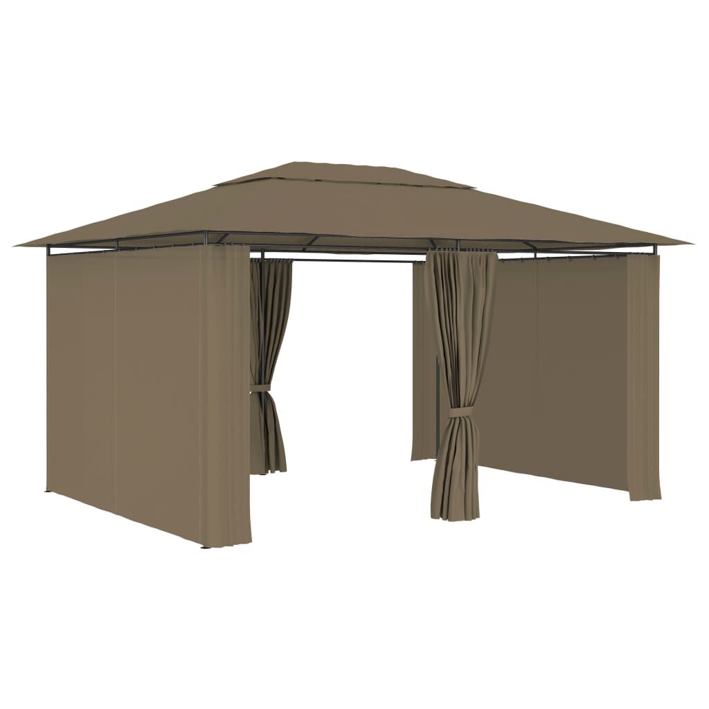 vidaXL Τέντα Εκδηλώσεων Κήπου με Κουρτίνες Taupe 4 x 3 μ. 180 γρ/μ²