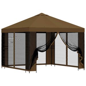 vidaXL &Kappa;ή&pi;&omicron;&sigmaf; &Gamma;&kappa;&alpha;&zeta;ebo &mu;&epsilon; &Pi;&lambda;&epsilon;&upsilon;&rho;&iota;&kappa;ά &Tau;&omicron;ί&chi;&omicron;&upsilon;&sigmaf; 3 x 3 m Taupe