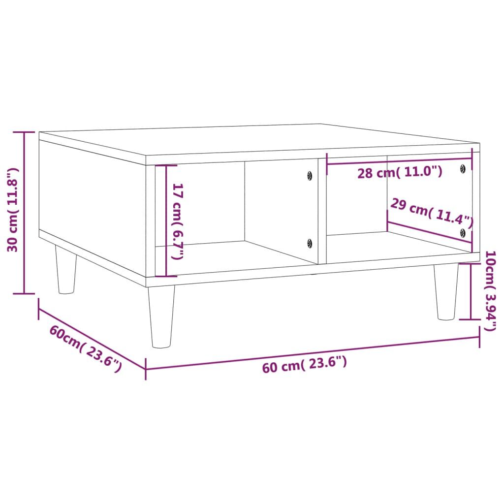 vidaXL Τραπεζάκι Σαλονιού Καφέ Δρυς 60x60x30 εκ. Επεξεργασμένο Ξύλο