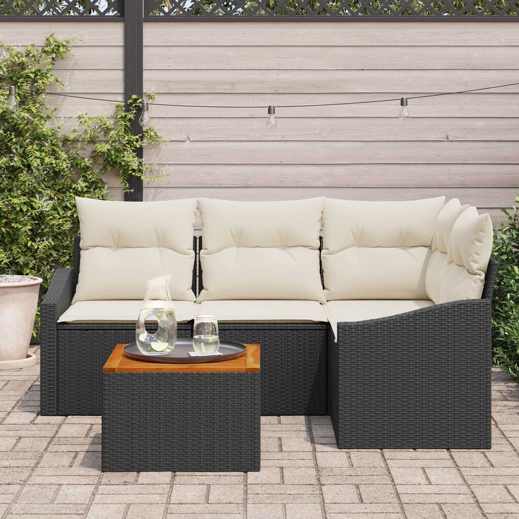 vidaXL Σετ Καναπέ Κήπου 5 pcs Μαύρο και λευκό