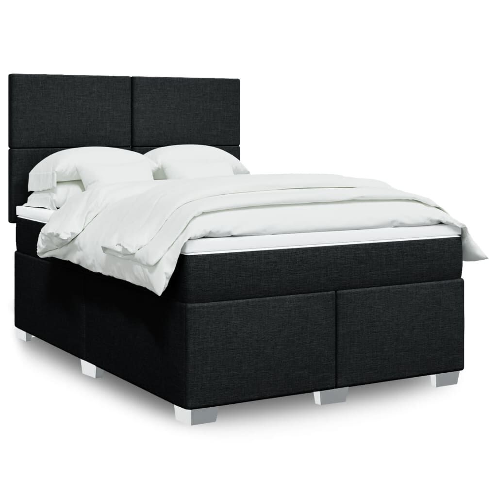 vidaXL Κρεβάτι Boxspring με Στρώμα Μαύρο 140x200 εκ. Υφασμάτινο