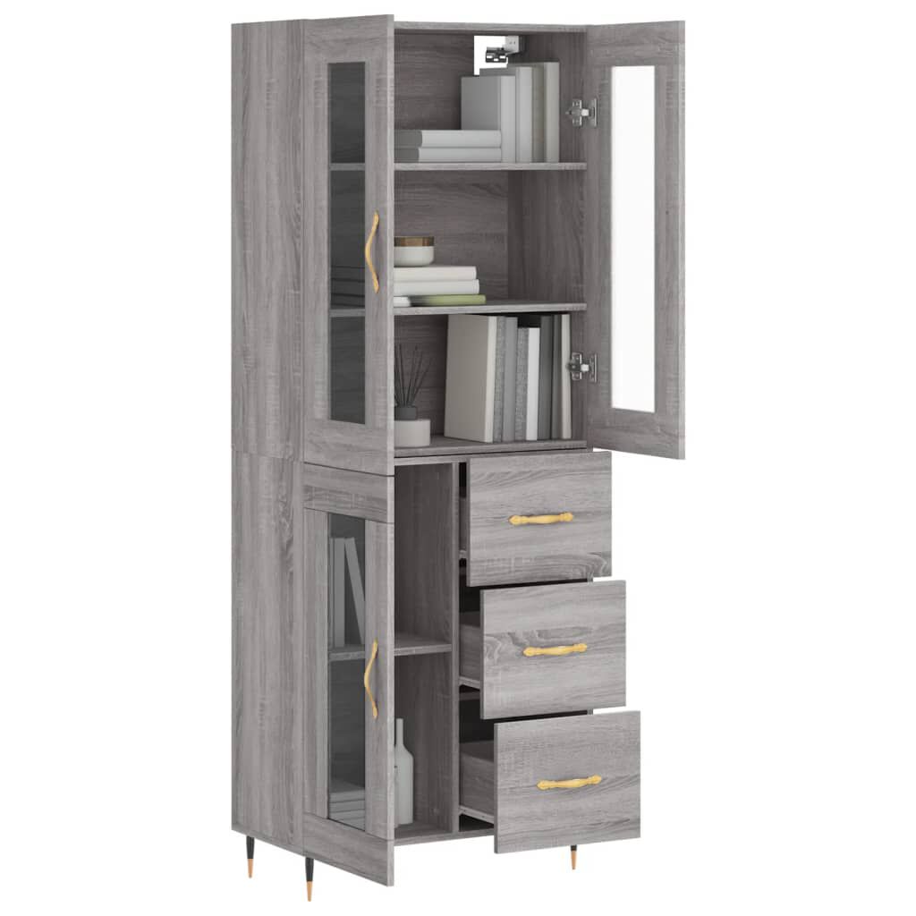 vidaXL Ντουλάπι Γκρι Sonoma 69,5 x 34 x 180 εκ. Επεξεργασμένο Ξύλο