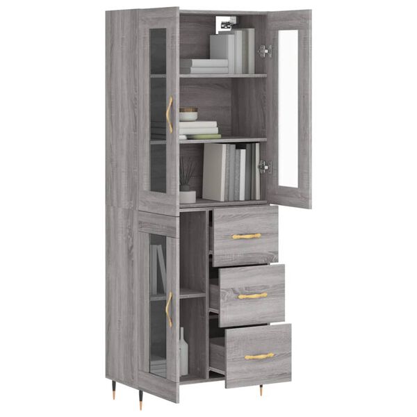 vidaXL Ντουλάπι Γκρι Sonoma 69,5 x 34 x 180 εκ. Επεξεργασμένο Ξύλο