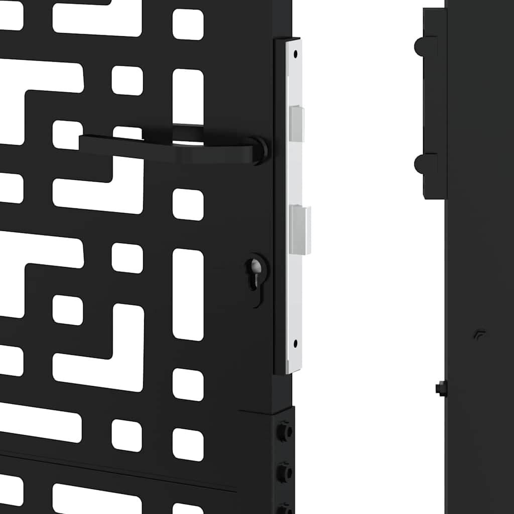 vidaXL Πύλη κήπου Μαύρη 105x130 cm Ατσάλινος σταυρός σχεδιασμού