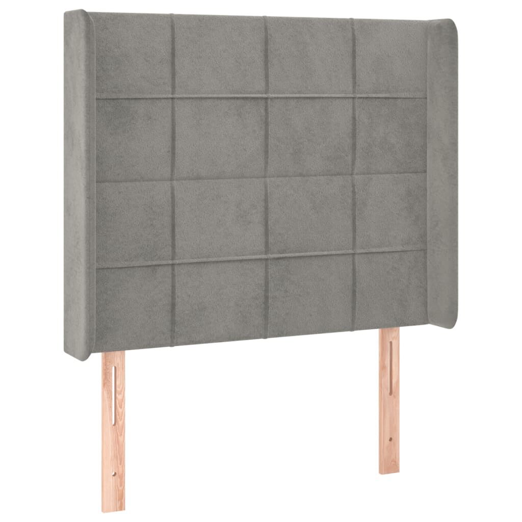 vidaXL Κεφαλάρι με Πτερύγια Ανοιχτό Γκρι 93x16x118/128 εκ. Βελούδινο