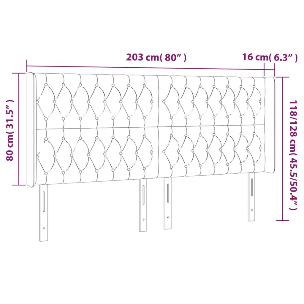 vidaXL Κεφαλάρι Κρεβατιού LED Μπλε 203x16x118/128 εκ. Υφασμάτινο