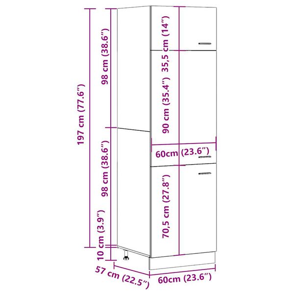 vidaXL Ντουλάπι ψυγείου Lyon Παλιό ξύλο 60x57x207 εκ.