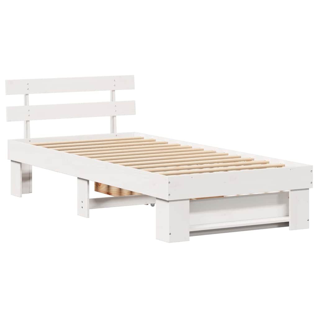 vidaXL Σκελετός Κρεβατιού Λευκό 75 x 190 cm Μασίφ ξύλο πεύκου