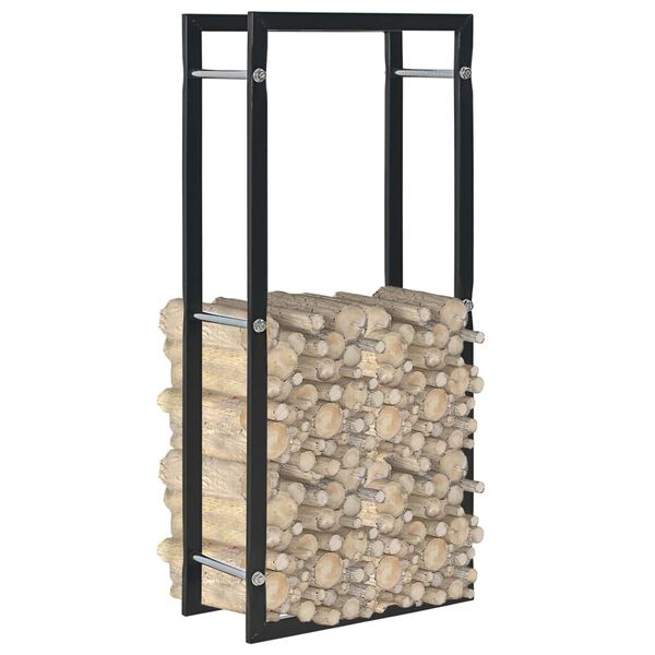 vidaXL Ράφι Καυσόξυλων Μαύρο 44 x 20 x 100 εκ. Ατσάλινο