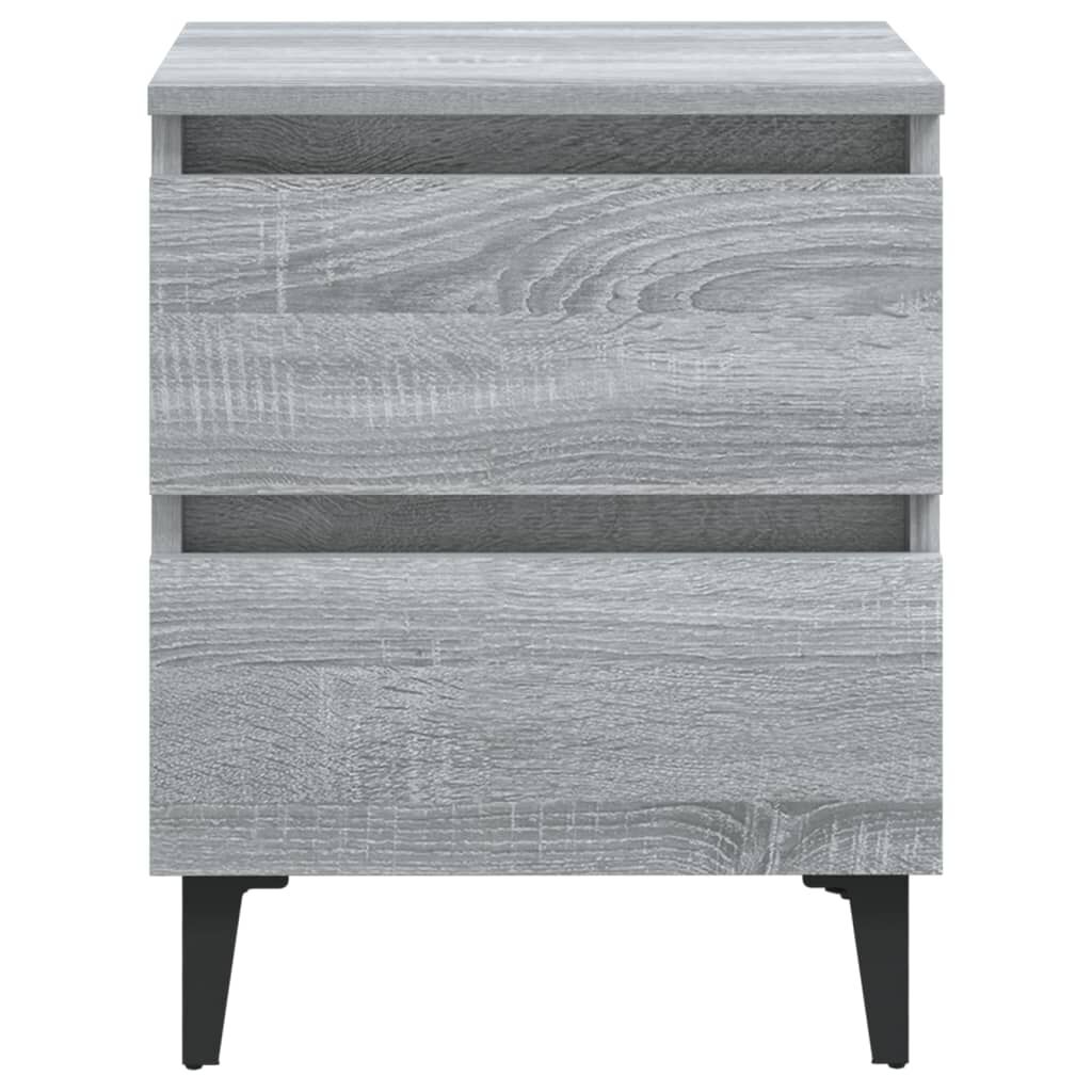 vidaXL Κομοδίνα 2 τεμ. Γκρι Sonoma 40 x 35 x 50 εκ. με Μεταλλικά Πόδια