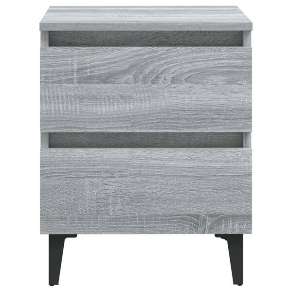 vidaXL Κομοδίνα 2 τεμ. Γκρι Sonoma 40 x 35 x 50 εκ. με Μεταλλικά Πόδια